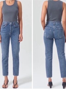 AGOLDE Riley High Rise Straight Crop Jeans in Frequency Sz 25